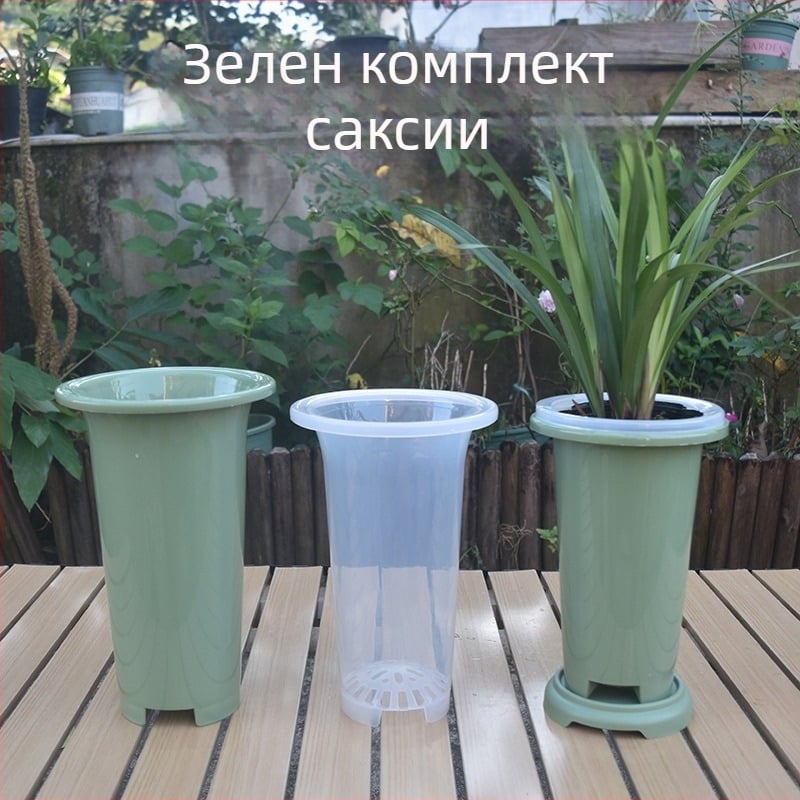 Саксия за орхидеи, зелена пластмасова, специална за орхидеи, удебелена и висока конструкция