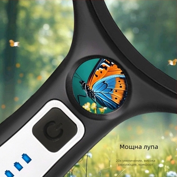 10x лупа с висока резолюция, ръчна лупа с LED осветление за четене и прецизна инспекция