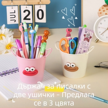 Креативен държач за писалка в стил имитация на желязо – DIY мини бъчва за бюро с карикатурна колбасна уста
