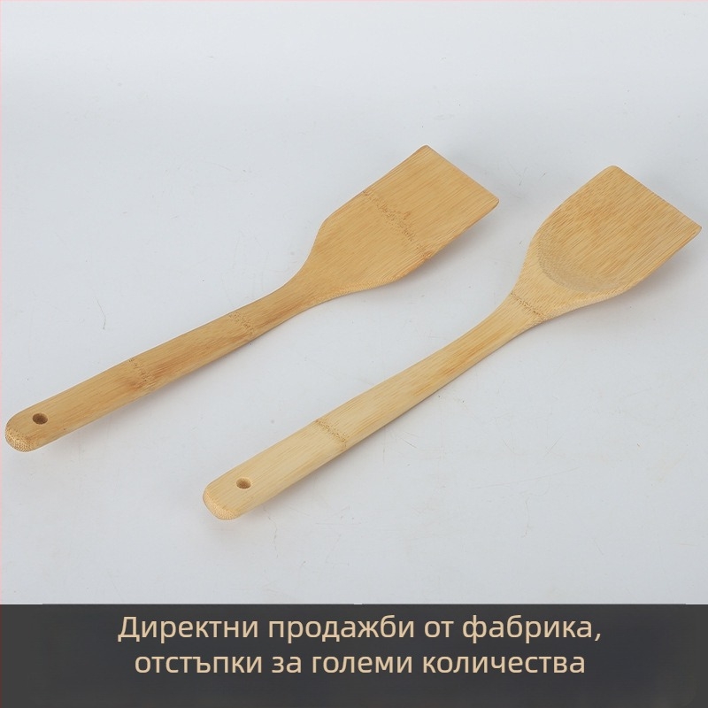 Бамбукова шпатула за незалепващи тигани, дървена лъжица за готвене, шпатула за суши ориз, квадратна кухненска шпатула