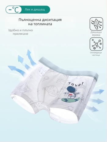 Лятно тънко мрежесто бельо за момчета, боксерки за момчета средно‑до‑голям размер, класа A, памук, Ice Silk тъкан