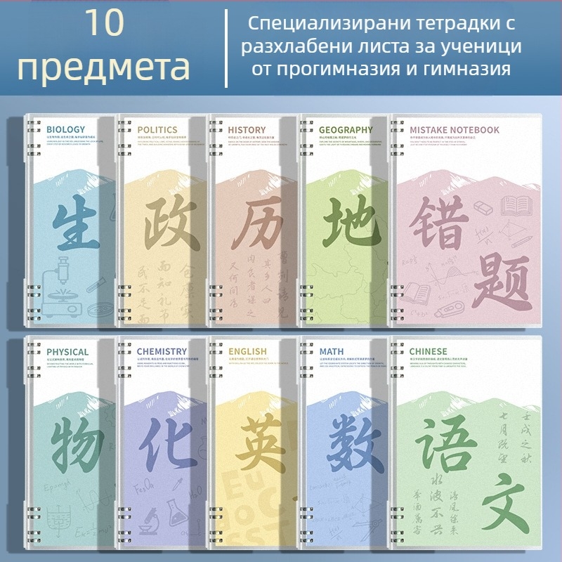 Тетрадка за грешки по предмети с пръстенов държател, презареждаема, линейни страници, водоустойчива ПП корица, тетрадка за корекции към домашни задачи