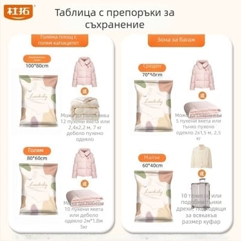Вакуумна торба за компресия, удебелена, за съхранение на дрехи и одеяла, запечатана и влагоустойчива, подходяща за студентски общежития