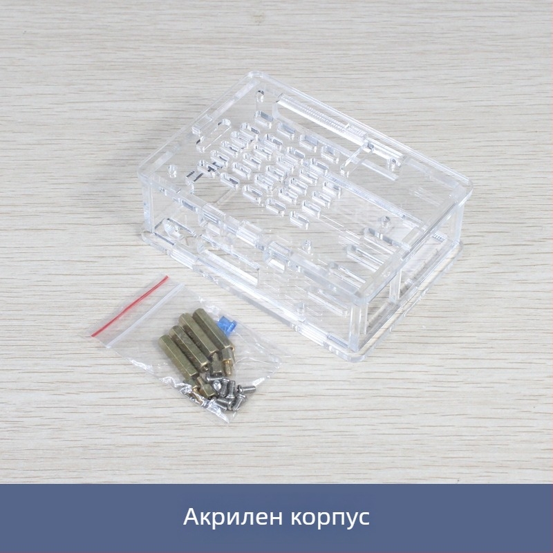 Акрилен охладителен корпус за Raspberry Pi 5-то поколение, съвместим с Active Cooler радиатор
