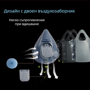 7502 Силиконова газ маска с двойни филтри за химически изпарения и защита от формалдехид, антизамъгляване