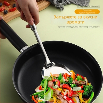 12-частен комплект кухненски прибори от неръждаема стомана с кръгли тръбни дръжки: шпатула, лъжица с дупки, скимър, шпатула за пържене, лъжица за ориз, супена лъжица и месна вилица