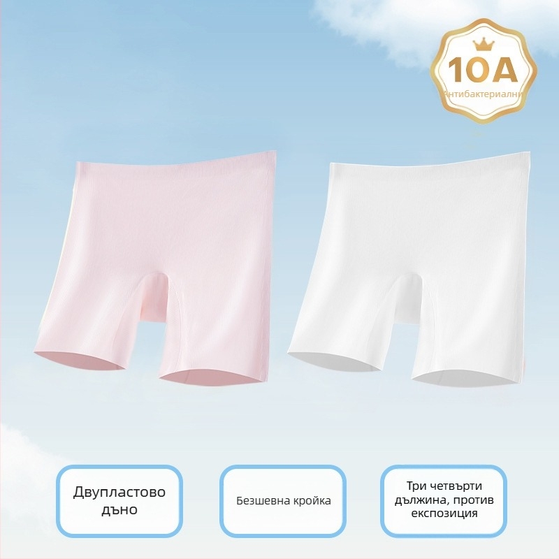 Детски безопасни шорти за момичета с охлаждаща Ice Silk долна дреха, антибактериален комфорт, дизайн три в едно