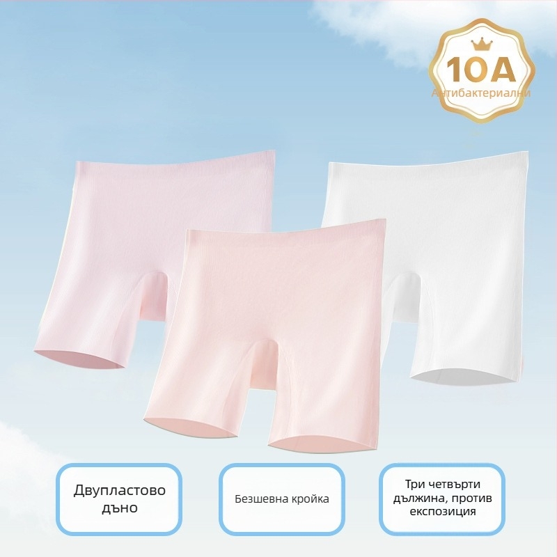 Детски безопасни шорти за момичета с охлаждаща Ice Silk долна дреха, антибактериален комфорт, дизайн три в едно