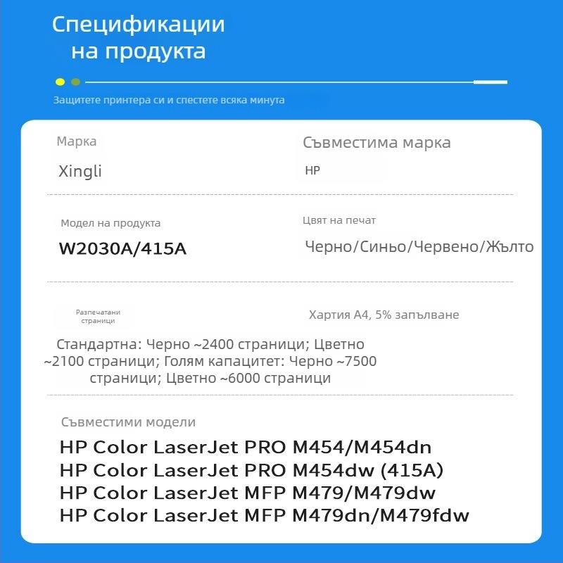 HP W2030A 415A тонер касета за LaserJet M479dn и M454d принтер