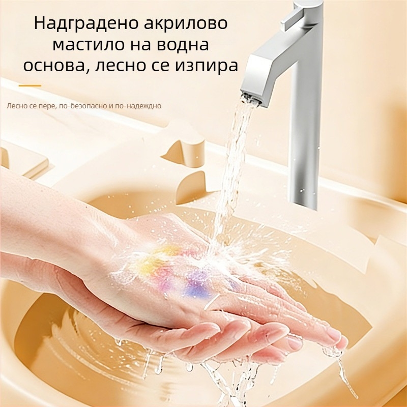 Кутия с акрилни маркери с меки върхове – комплект за рисуване за ученици и деца, непрозрачни цветове