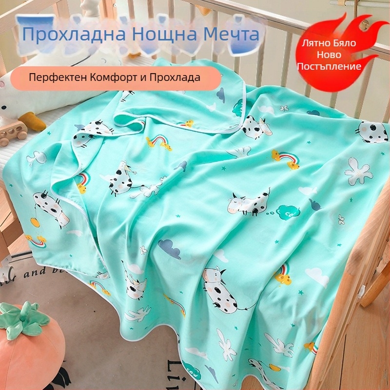 Детско летно одеялце от памук-сатен, леко бебешко одеяло за лято