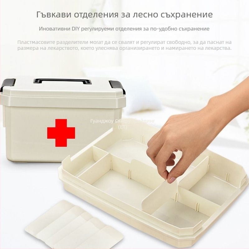Домашна кутия за лекарства с маски, комплект в различни размери, многослоен органайзер за първа помощ, подходящ за семейства, ученици и детска градина.