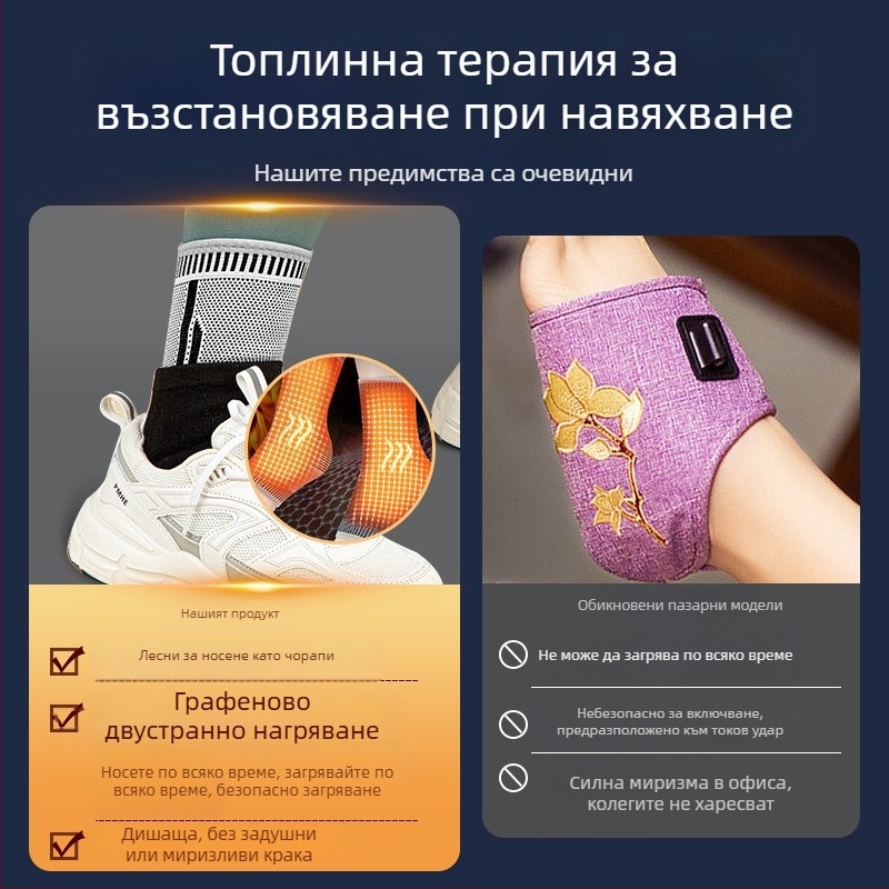 Графенова ортеза за глезен с нагряване, универсална за мъже и жени, поддържа глезен и защитава от навяхвания.