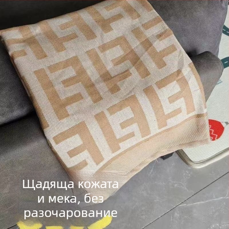 Премиално авиационен стил одеяло за диван, антибръчкуващо, изключително меко, геометричен модел, четири сезона, полиестер, скандинавски минималистичен дизайн