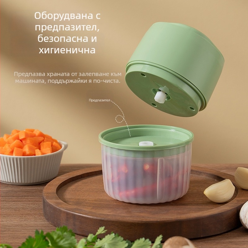 Безжично USB електрическо устройство за чесън, преносим мултифункционален кухненски прибор за чесън, чили и месо
