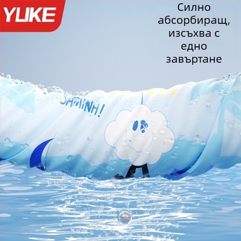 Детска кърпа за баня с карикатурен дизайн, сгъваема с катарама, супер мека, абсорбираща, бързосъхнеща микрофибърна плажна кърпа