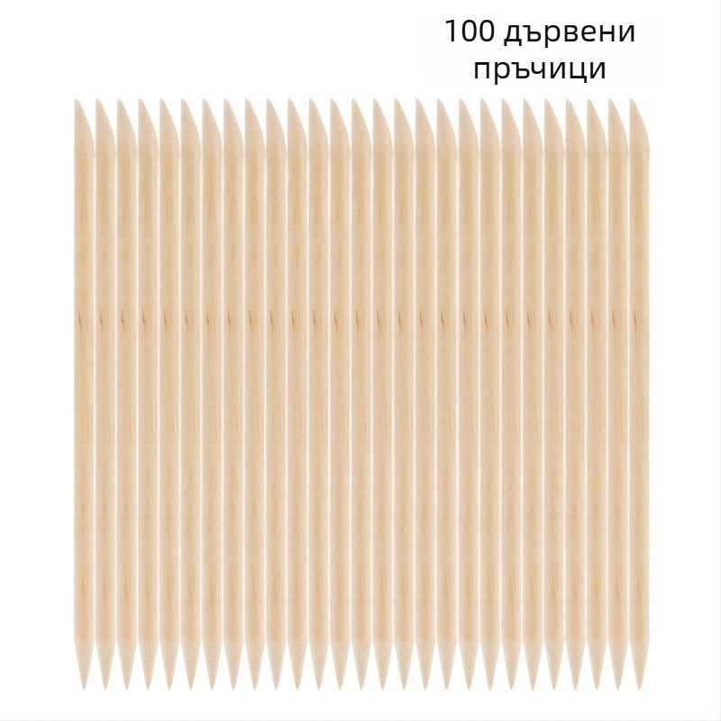 100 броя пръчки за маникюр от оранжево дърво и бук, дължини 11,4 cm и 7,5 cm