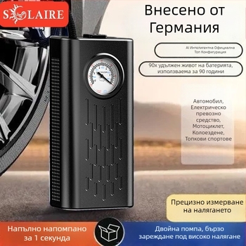 Безжична помпа за гуми на автомобил, с манометър, преносима, с дисплей