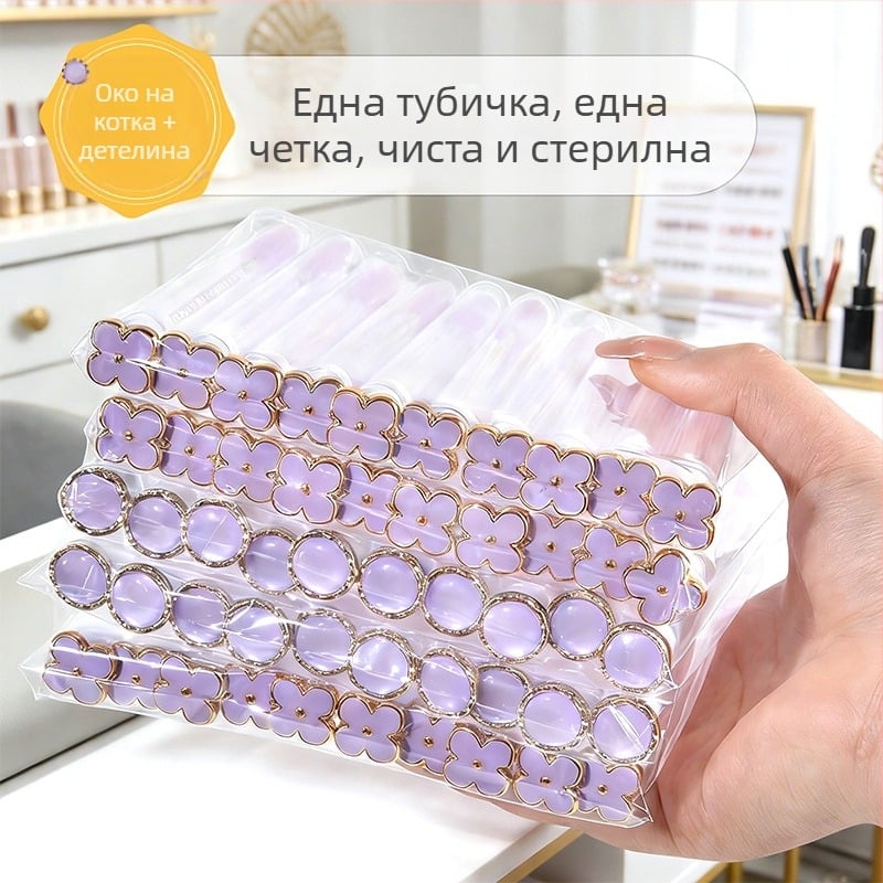 Четка за мигли с котешко око и четирилистна детелина, прозрачен тест-тубус, сменяем гребен за мигли, спирална козметична четка за удължаване на мигли