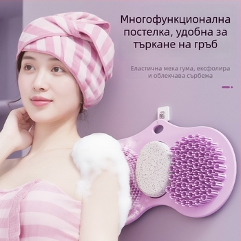 Акупресионна подложка за стъпала за баня с форма на малък бамбуков издънка, вулканичен камък за ексфолиация и мека гумена масажна подложка за крака