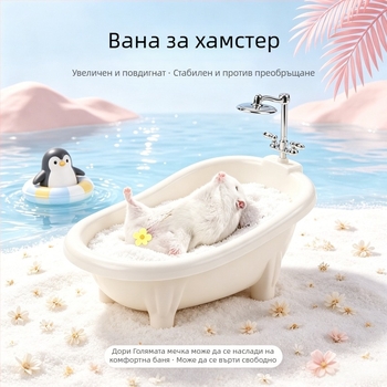 Хамстер ваничка за къпане — пластмасов аксесоар за къпане с защита срещу пръскане за малки домашни любимци