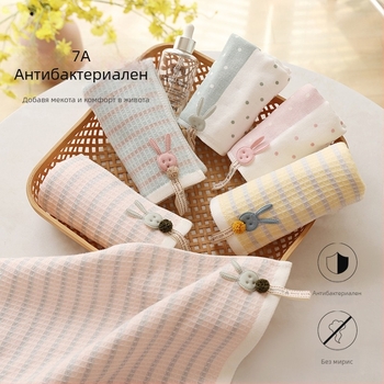 100% чиста памучна марля кърпа за лице за бебета, антибактериална класа А, правоъгълна 25×50 см, карикатурен принт