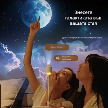 USB нощна лампа с проекция на звездното небе и заменяеми филмови мотиви – Галактика, Звездно небе, Сатурн