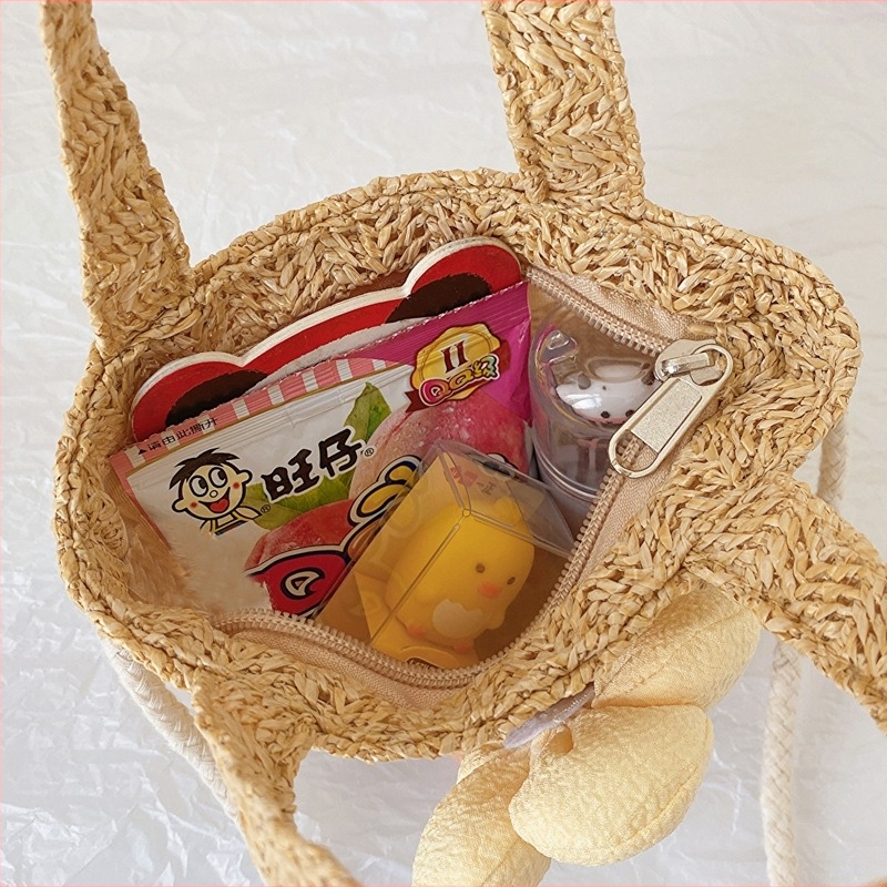 Детска сламено-плетена кръстосана чанта за момчета и момичета, стилна и сладка