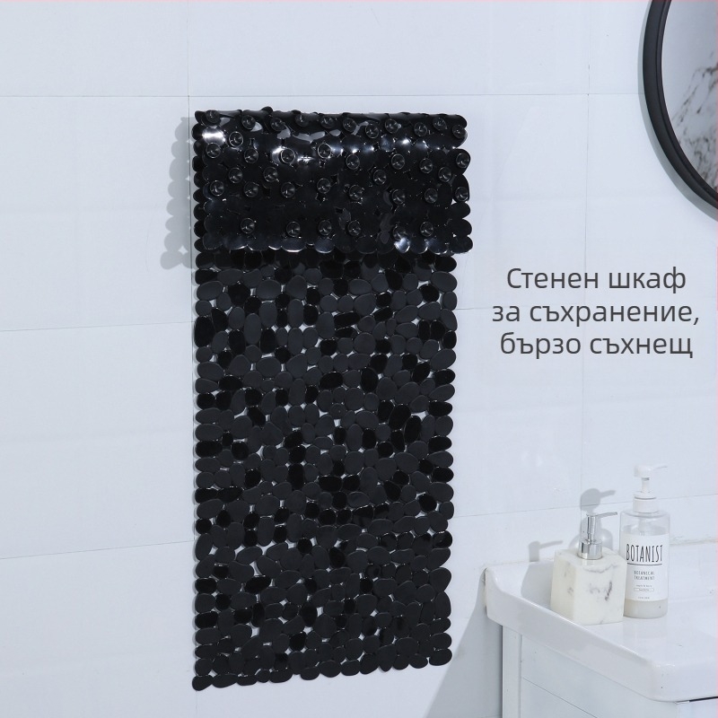 PVC антихлъзгаща подложка за баня с камъчета, дълга правоъгълна постелка за душ