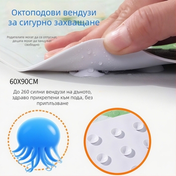 PVC подложка за баня против подхлъзване, водоустойчива, карикатурен принт, UV печат