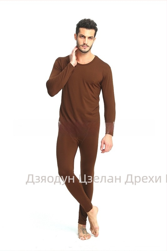 Мъжки термо комплект от Milk Silk с brushed финал за есен, тънък памучен флис, плюс размер