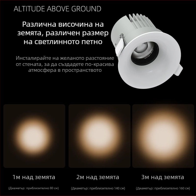 LED вградена спот лампа за хотели, търговски и домашни пространства, антиотразяващ ефект за фоновата стена, алуминиево тяло, 9W, 3000-6000K