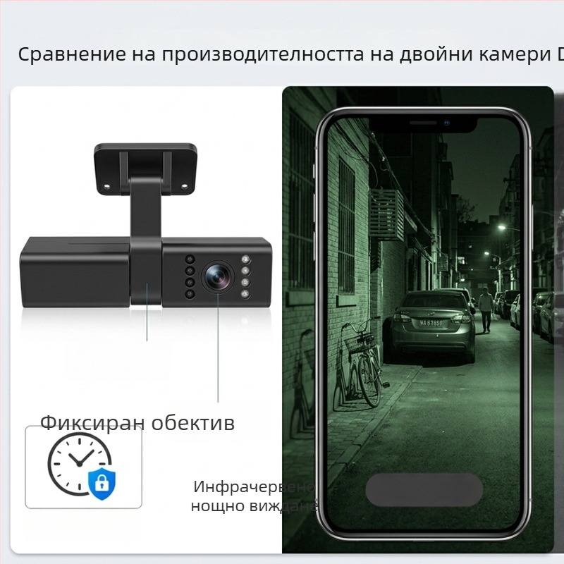 Двойнокамерен държач за ветробран за даш камера за товарни автомобили, таксита и услуги за споделен превоз, ADAS и DMS