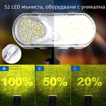 LED слънчево градинско осветление, външно водоустойчиво за тревна площ със сензор, атмосферен градински светлинен акцент