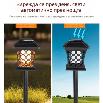 Слънчево дворско осветление: LED лампи за тревни площи, дървета и парков пейзаж