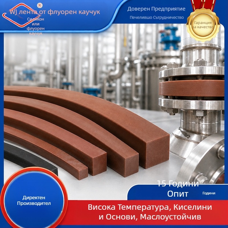 Персонализирана флуоркаучук квадратна лента за уплътнения, висока температура, устойчивост на масла, киселини и основи, антистареене (FKM)