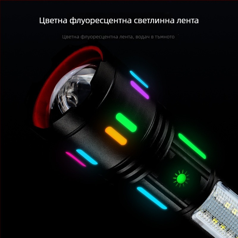LED фенер от алуминиев сплав с мощен лазер, дълготрайна издръжливост, презареждаем за открити условия, мултифункционално COB аварийно работно осветление