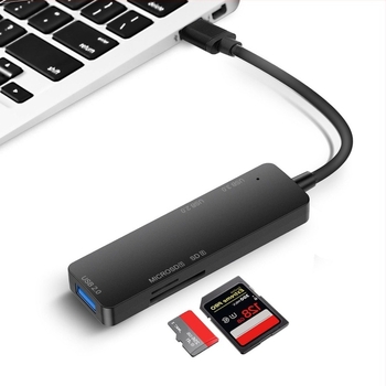 Type-C докинг станция със четец за карти — USB хъб пет в едно за настолен компютър, телефон и лаптоп