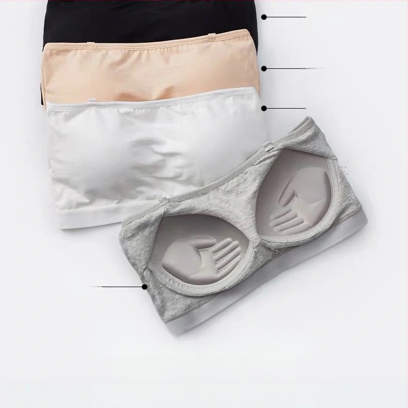 Grudnjak bez naramenica od pamuka, bezšivan, protuklizni, bez metalnih kostiju, push-up, tubasti top