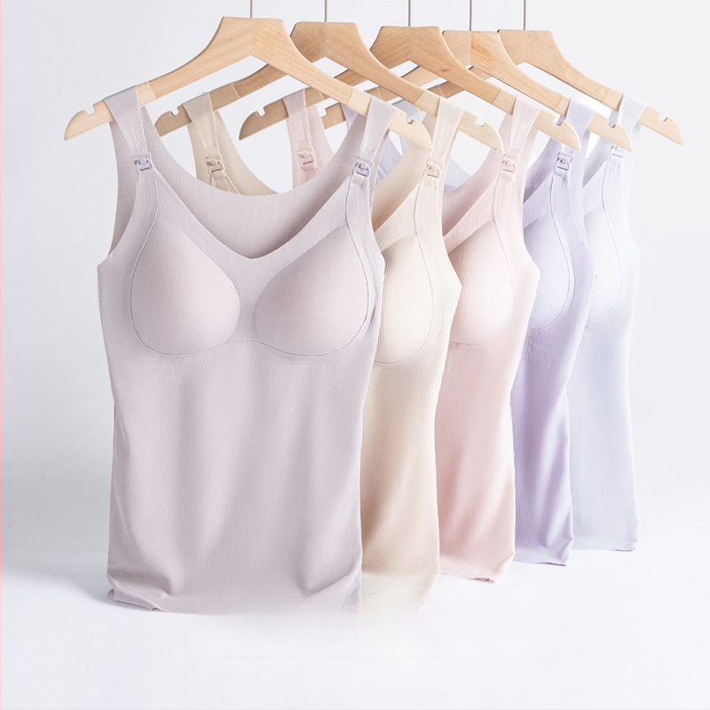 Motinystės maitinančio viršūnė – reguliuojami peties dirželiai, lengvas nailono audinys, korėjietiškas stilius, pavasaris–vasara 2024