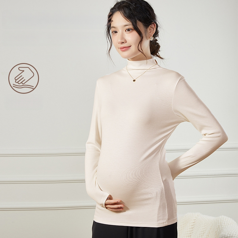 Nėščiųjų pagrindinis viršus pavasariui ir rudeniui, viskozė (90–95%), su iki 30% spandekso, 3/4 rankovės, apvali kaklo linija, vidutinio ilgio