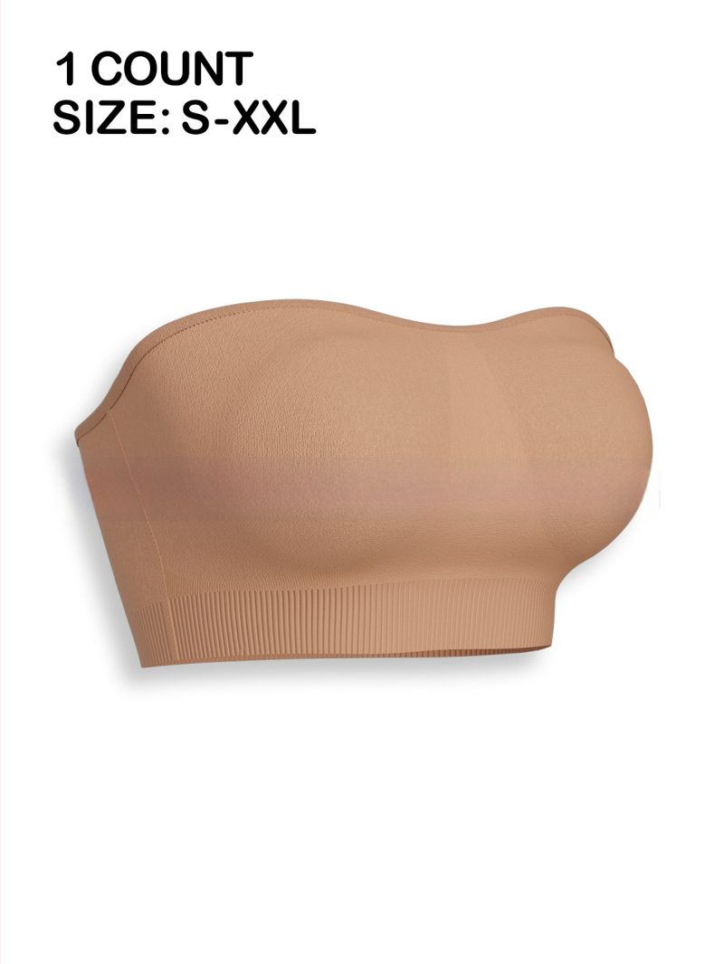 Be peties tube-top liemenėlė su nuimamomis petnešėlėmis, be vielos, be siūlių, pilnas puodelis, 95% nailonas