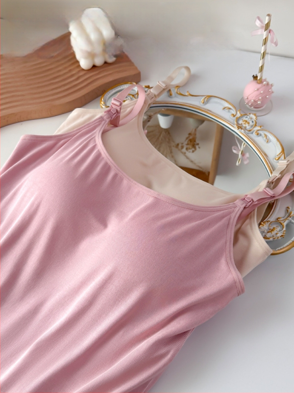 Nėščiųjų žindymo top be siūlių su įdėklu krūtims – modalinės medžiagos, sling stilius