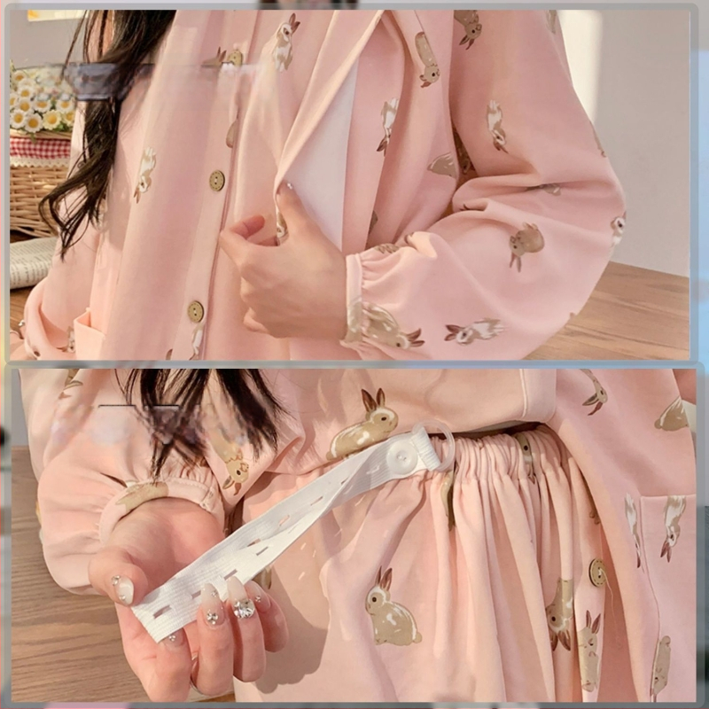 Slaugos ir nėštumo naktiniai drabužiai su krūties pagalvėle, reguliuojamas žindymas, pogimdyviniai namų drabužiai, ilgos rankovės, POLO apykaklė