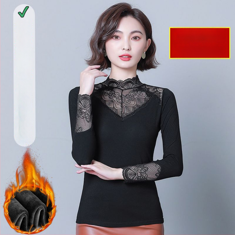 Naiste pikkade varrukatega slim-fit topp viskoosi-poliesteri-elastaan segu, poolkõrge krae, sügisel 2024