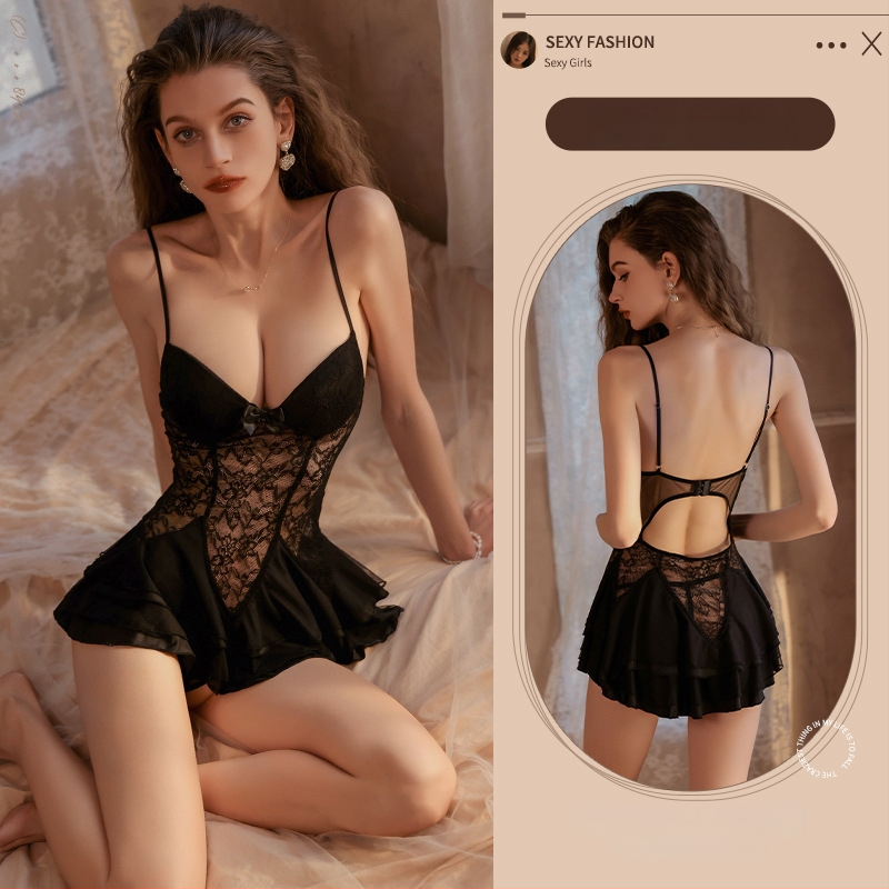 Ühetelliline ööriide sügava V-kaarega, rinnahoidla all toetus, pitsiline läbipaistev võrk, avatud selg õlarihmadega (Toode: Nailon; Tihedus: Ultra-thin 61–80 g/m2; Peamine materjal: 80–90% Nailon; Turule: 2024. aasta suvi)