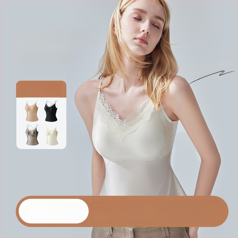 Nailoniline kamisool Mulberry siidist vooderduse; täis tass; õhuke vormitud tass; nööpude puudub; kinnitatud õlad; kogu aasta