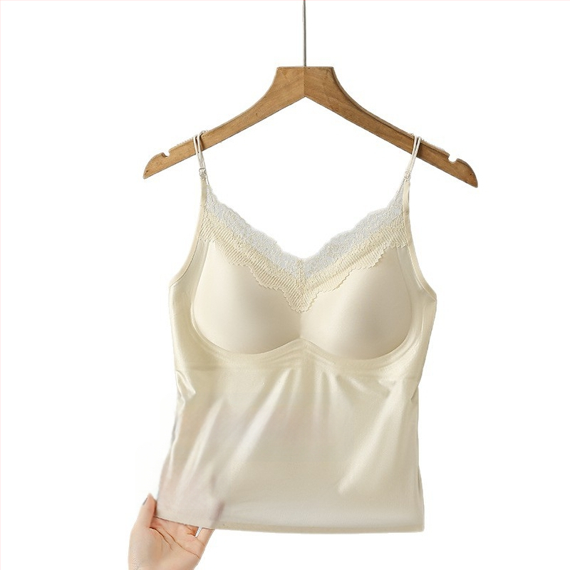 Nailoniline kamisool Mulberry siidist vooderduse; täis tass; õhuke vormitud tass; nööpude puudub; kinnitatud õlad; kogu aasta