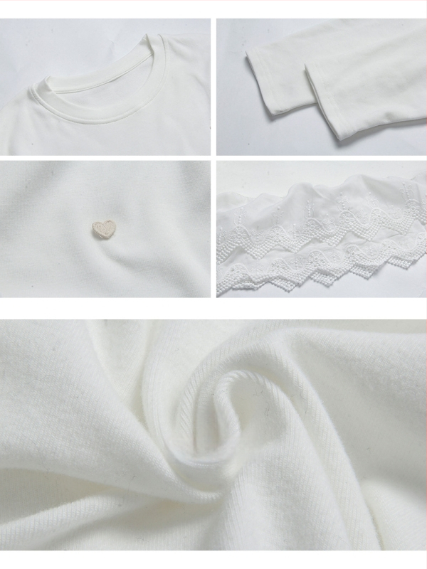 Apxivi T-särk ümmarguse kaelaga, pikad varrukad, jaapani-korea vabaaja stiil, 95% puuvill, tavapärane tüüp, talv 2025