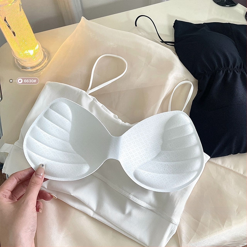 Naiste strapless top rinnaku padja, hingav, higijiline, mugav – Ice Silk nailon, täis tass, õhuke kujundusega kauss